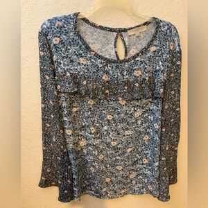 LOFT Blue Floral Blouse